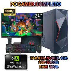 AMD - PC GAMER NVIDIA 4GB SSD 500GB RAM 16GB MONITOR 24 MAS ACCESORIOS