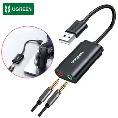 UGREEN - Adaptador USB a Jack 3.5mm Tarjeta de Sonido Externa Jack 3.5mm para Audífonos y Micrófono