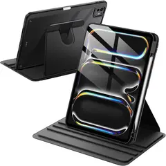 GENERICO - Funda Transparente Giratorio 360° para iPad Pro 11 M4 M5 - NEGRO