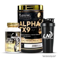 KEVIN LEVRONE - Alpha TX9 Test Booster 30 servicios - Fruit Punch + Gold Levro Lean - 90 cápsulas + Shaker