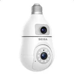 SEISA - Foco Cámara WiFi 1080P Full HD Doble Lente 360° con Audio y Detección de Movimiento