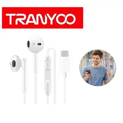 TRANYOO - Audífonos Cableados Tipo C para Celular iPhone Tablet Smartphone T-R19C