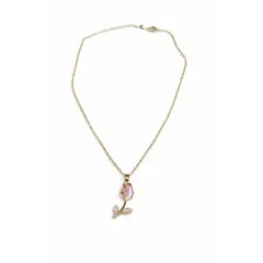 GENERICO - Collar cadena dorada con dije de tulipán