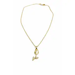GENERICO - Collar cadena dorada con dije de tulipán