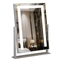 GENERICO - Espejo de maquillaje con luces LED de 48x30 cm BLANCO