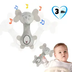 BABY - Peluche Sonajero para Bebé Elefante - Agita o Presiona y Suena