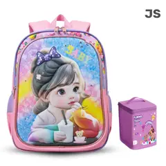 GENERICO - COMBO MOCHILA 3 EN 1 MULTIPACK PARA NIÑOS ESCOLAR BABY IDOL + PLUMONES TOUCH 24 JS