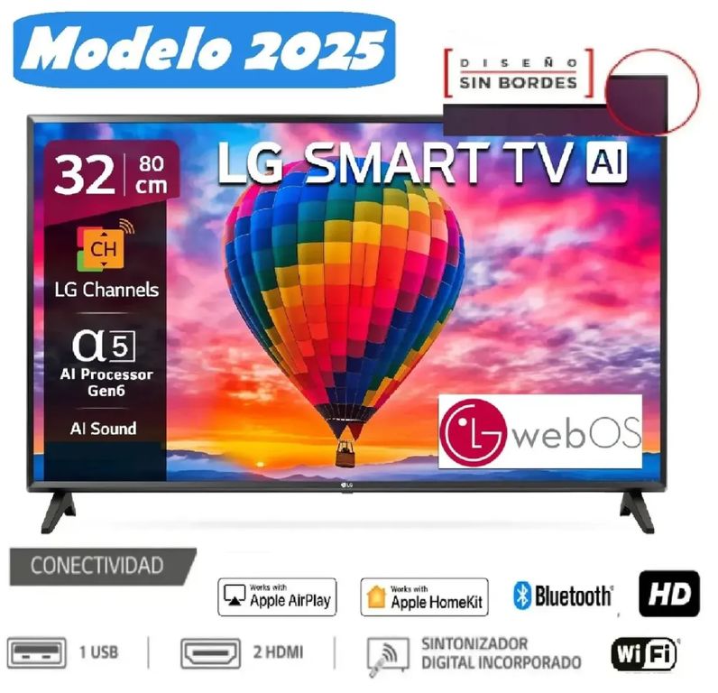 Televisor 32LR600B LED 32” Smart TV Procesador α5 AI Gen5