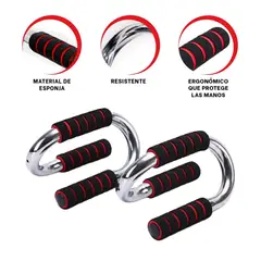 GENERICO - Pack x2 Push Up Ergonómicos en Forma de S para Ejercicios Color Rojo