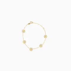 ALDO & CO - Pulsera oro amarillo 18K c dijes flor plano