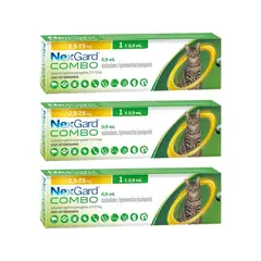 NEXGARD - PACK X3 COMBO Antiparasitario para Gatos de 2.5 a 7.5 kg - 3 Aplicadores