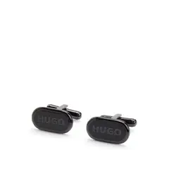 HUGO BOSS - Gemelos de forma ovalada con logotipos grabados