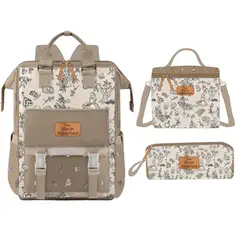 DISNEY CLASICOS - Set Escolar Mochila Lonchera Cartuchera Alicia en el Pais de las Maravillas