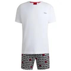 HUGO BOSS - Pijama en caja de regalo de algodón elástico con estampados de logotipos