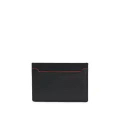 HUGO BOSS - Tarjetero de piel granulada con logotipo grabado