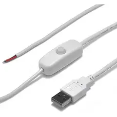 GENERICO - Cable de Alimentación USB 5V con Interruptor ON OFF para Trabajos de electronica con salida a dos conductores