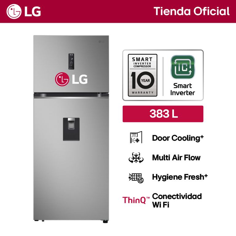 Refrigeradora VT40APYC Top Freezer 383L con Door Cooling Cleaning Time y ThinQ
