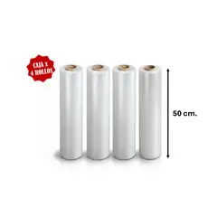GENERICO - 4 ROLLOS STRETCH FILM TRANSPARENTE DE 20' ( 50 cms.)