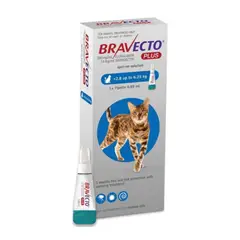 BRAVECTO - Plus Solución Spot-On para Gatos de 2.8 a 6.25 kg - Pipeta 0.89 ml
