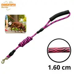 GENERICO - CORREA RESISTENTE PARA MASCOTAS - PERRO FUCSIA CON NEGRO