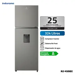 INDURAMA - REFRIGERADORA 324 L TOP FREEZER PLATEADO CON DISP - RI-439DI