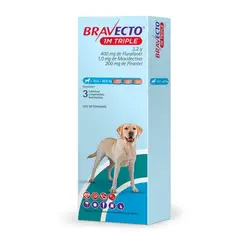 BRAVECTO - 1M Triple Antiparasitario Interno y Externo Perros (20 - 40 kg) - Caja X3 Tabletas
