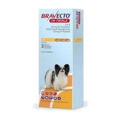 BRAVECTO - 1M Triple Antiparasitario para Perros de 2.5 a 5 kg - Caja X3 Tabletas