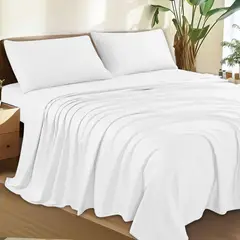 CASATEX - Juego de Sábanas King 100% Algodón Blanco