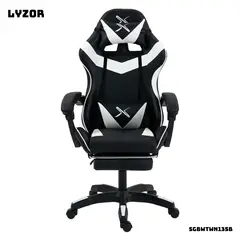 OEM - SILLA GAMER LYZOR CON POSAPIES BLANCO Y NEGRO - SGBWTWN135B