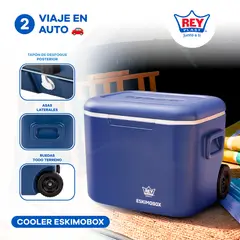 REY - Cooler Eskimobox 57. 5 L con Ruedas Portátil Azul