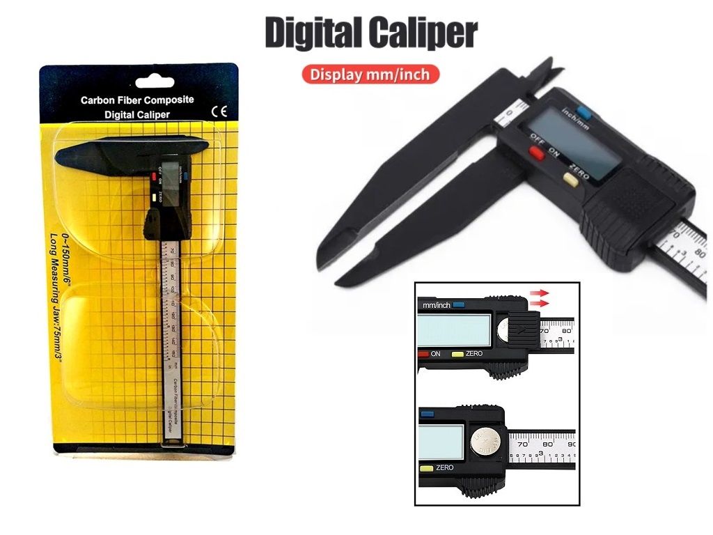 Calibrador Digital Pinzas Largas 150mm Fibra De Carbono