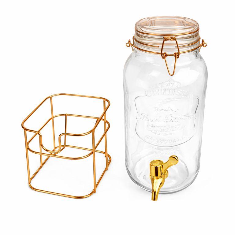 Dispensador de vidrio 3.8 Lt  rack dorado