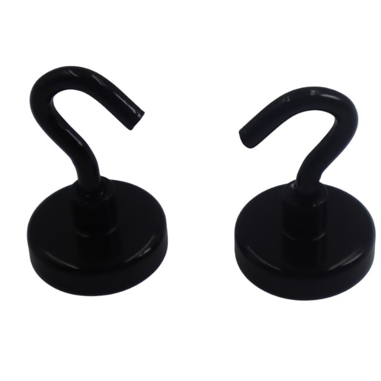Iman de Neodimio con Ganchos Firme 32mm Pack 2 unds Negro