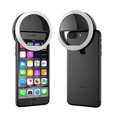 GENERICO - ARO DE LUZ LED PARA CELULAR NEGRO