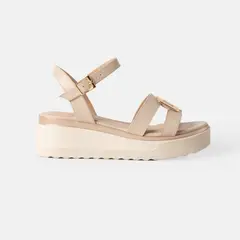 GINO BIGIONI - Sandalia Mujer de cuero FLAVIA Beige con hebilla