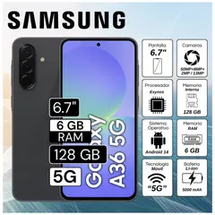 SAMSUNG - Celular Galaxy A36 5G 6.7" Pulg. 6GB RAM 128GB Android 14 - Negro