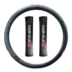 GENERICO - Kit Forro Cubre volante + Protector Cinturón CAPITÁN AMÉRICA 3Pcs
