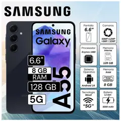 SAMSUNG - Celular Galaxy A55 5G 6,6" Pulg. 8GB RAM 128GB Android 14 - Negro