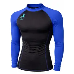 AQUA&MODA - LICRA CON PROTECCION UV AQUAMODA LAMNCMALST UNISEX NEGRO CON MANGAS AZULES LOG SALMD TURQUEZA