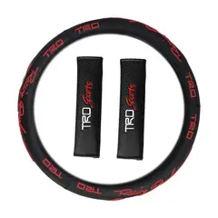 GENERICO - Kit Cubre volante + Protector Cinturón De Seguridad TRD SPORT 3Pcs