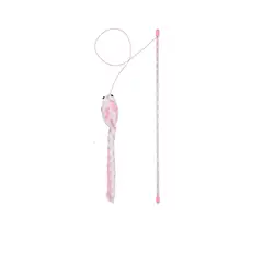 GENERICO - Juguete caña de pescar para gatos con pajarito rosado