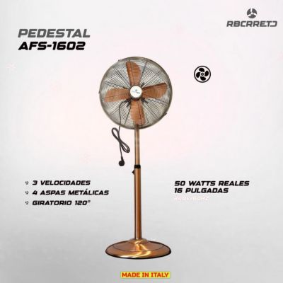 VENTILADOR DE PEDESTAL 16 PULGADAS RBCRRETD METAL DORADO