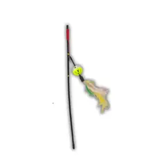 GENERICO - Juguete caña de pescar para gatos con pelota con cascabel y plumas amarillo