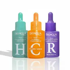 BIOAQUA - KIT SÉRUM ÁCIDO HIALURÓNICO VITAMINA C Y RETINOL 3 PZS