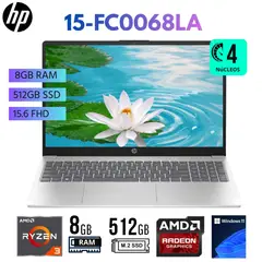 HP - Laptop 15-FC0068LA Ryzen 3 - 7320U 15.6"FHD, Ram 8GB, SSD 512GB, Windows 11