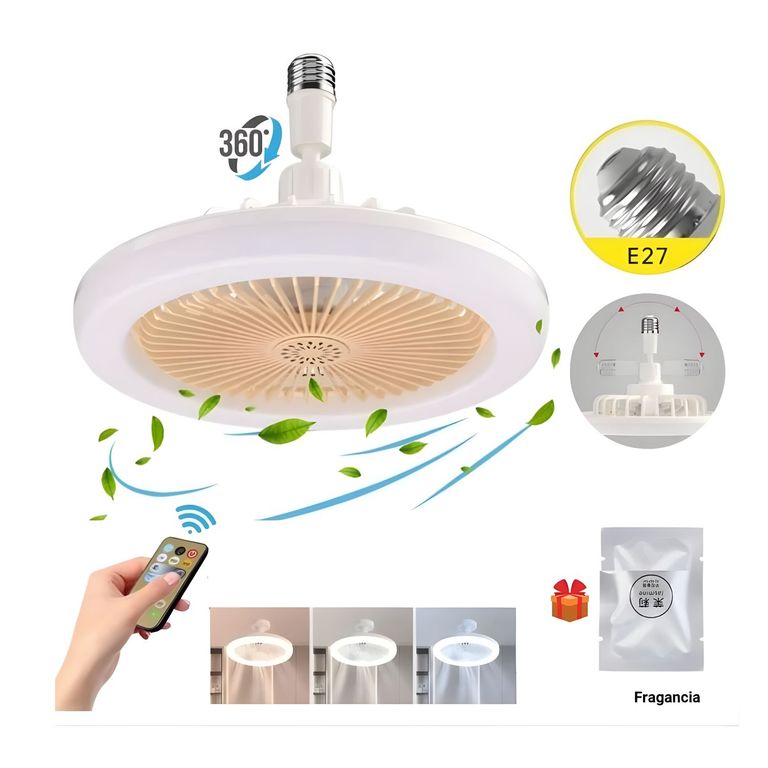 FOCO VENTILADOR LED AHORRADOR GITATORIO REGULABLE 50W CONTROL Y FRAGANCIA