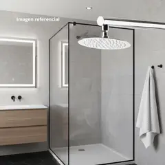 GENERICO - Ducha Redonda Ultra plana de Acero Cromado15 cm o 6" + tubo de 30 cm