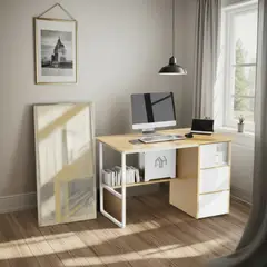 ANYHOGAR - Escritorio con Cajones y Patas de Metal