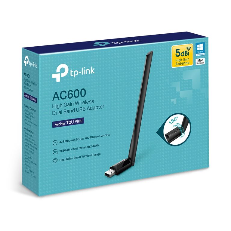 Adaptador TP-Link Inalambrico Archer T2U Plus AC600 USB