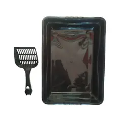 GENERICO - Bandeja sanitaria arenero de gato chico color negro con palita